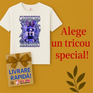 Tricou Copii Tralalelo Tra la la Italian Brainrot Cappuccino Assassino, Funny Cappuccino Meme T-Shirt - Img 7