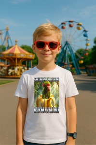 Tricou Copii Tralalelo Tra la la Shimpansinni Bananini Monkey Banana Italian Brainrot Meme T-Shirt - Img 4