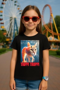Tricou Copii Tralalelo Tra la la Trippi Troppi - Italian Brainrot Meme T-Shirt - Img 3