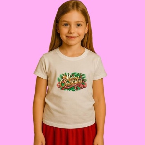 Tricou Coronita Merry Christmas Cu Fundita, din bumbac 100%, tricou alb, Copii | Dama | Barbat - Img 2