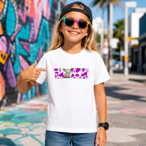 Tricou Cow Print Purple Texture Animal Pattern Urban Design, din bumbac 100% Copii | Dama | Barbat - Img 4