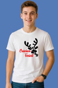 Tricou Craciun Fericit Ren 1, din bumbac 100% Copii | Dama | Barbat - Img 2