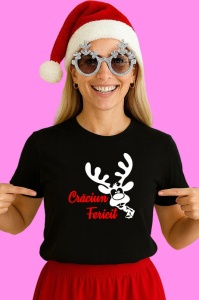 Tricou Craciun Fericit Ren 2, din bumbac 100% Copii | Dama | Barbat