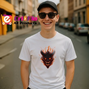 Tricou Craniu inflacarat cu coarne stil diavol Halloween Copii | Dama | Barbat - Img 5