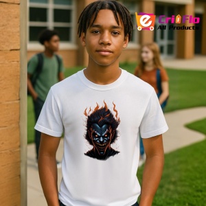 Tricou Craniu inflacarat cu zambet malefic si ochi stralucitori Copii | Dama | Barbat - Img 5