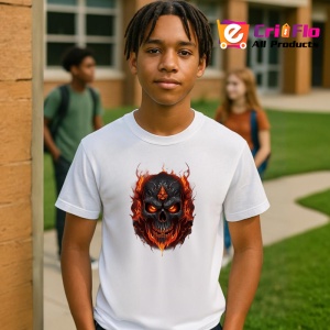 Tricou Craniu inflacarat in stil horror digital Copii | Dama | Barbat