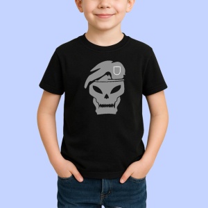 Tricou Craniu Militar Cu Bereta Neagra, din bumbac 100%, tricou negru Copii | Dama | Barbat