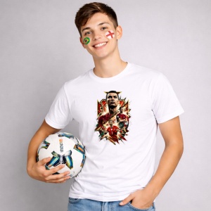 Tricou Cristiano Ronaldo Portugal World Cup Fifa 2026 V5, din bumbac 100%, tricou alb, Copii | Dama | Barbat