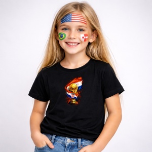 Tricou Croatia World Cup Fifa 2026, din bumbac 100%, tricou negru, Copii | Dama | Barbat
