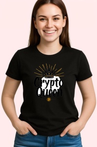 Tricou Crypto queen crown style, regina crypto stil coroana, Copii | Dama | Barbat , tricou negru