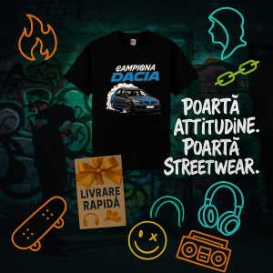 Tricou Dacia Logan Derapaje Controlate Campioana Negru, Copii | Dama | Barbat - Img 7