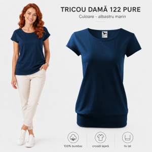 Tricou Damă 100% Bumbac cu Bandă Jos – Croială Lejeră, 22 Culori, XS-3XL - Img 19
