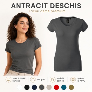 Tricou damă 100% bumbac SUPIMA® 154 Exclusive, slim fit, 160 g/m², XS–2XL, 8 culori - Img 11