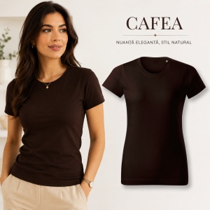 Tricou Damă Basic Free din Bumbac, Guler Rotund, Croială Cambrată, Fără Etichetă, 18 Culori, XS–2XL - Img 12