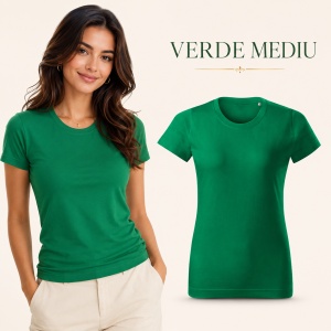 Tricou Damă Basic Free din Bumbac, Guler Rotund, Croială Cambrată, Fără Etichetă, 18 Culori, XS–2XL - Img 22