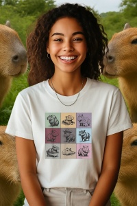 Tricou dama CapyBara - Colaj amuzant - Img 2