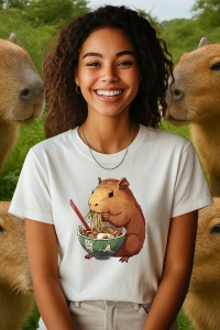 Tricou dama CapyBara - mananca ramen 2 - Img 2