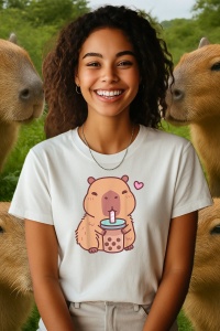 Tricou dama CapyBara - stil Anime