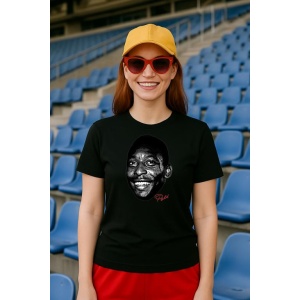 Tricou Dama cu fotbalistul Edson Arantes do Nascimento-Brazil din bumbac 100% - Img 2