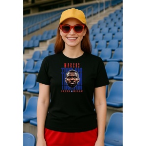 Tricou Dama cu fotbalistul Marcus Lilian Thuram-Ulien-Inter Milano din bumbac 100% - Img 2