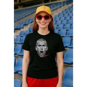 Tricou Dama cu fotbalistul Zinedine Zidane-Real Madrid din bumbac 100% - Img 2