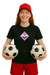 Tricou dama cu logo stema ACF Fiorentina Italia , din bumbac 100% - Img 2