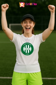 Tricou dama cu logo stema AS Saint-Étienne Franta , din bumbac 100% - Img 9