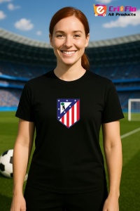 Tricou dama cu logo stema Atletico Madrid Spania , din bumbac 100% - Img 6