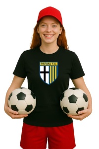 Tricou dama cu logo stema FC Parma Italia , din bumbac 100% - Img 2