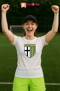 Tricou dama cu logo stema FC Parma Italia , din bumbac 100%
