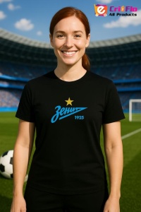 Tricou dama cu logo stema FC Zenit Rusia , din bumbac 100% - Img 5