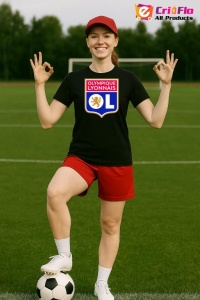 Tricou dama cu logo stema Olympique Lyonnais Franta , din bumbac 100% - Img 4