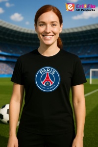 Tricou dama cu logo stema Paris Saint Germain Franta , din bumbac 100% - Img 6