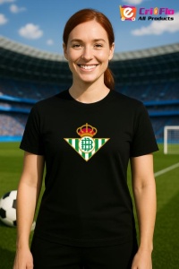 Tricou dama cu logo stema Real Betis Spania , din bumbac 100%