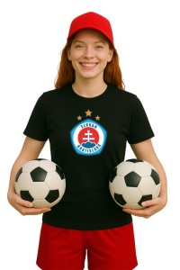Tricou dama cu logo stema SK Slovan Bratislava Slovacia , din bumbac 100% - Img 2