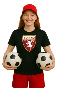 Tricou dama cu logo stema Torino FC Italia , din bumbac 100% - Img 2