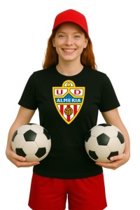 Tricou dama cu logo stema UD Almeria Spania , din bumbac 100%