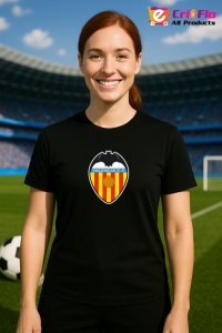 Tricou dama cu logo stema Valencia_CF Spania , din bumbac 100% - Img 6