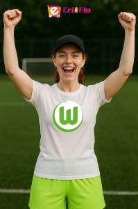 Tricou dama cu logo stema VfL Wolfsburg Germania , din bumbac 100% - Img 9