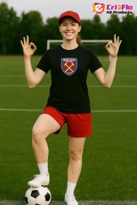 Tricou dama cu logo stema West Ham United FC Anglia , din bumbac 100% - Img 3