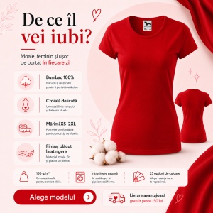 Tricou Damă din Bumbac 100% – Cambrat, Decolteu Rotund, Mâneci Scurte | 25 de Culori - Img 6