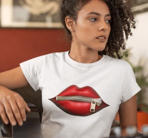 Tricou Dama Haios Personalizat - Mouth Zip - Cadou