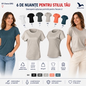 Tricou Damă Malfini Chance GRS 811 – Poliester Reciclat, Extra Dry, Croială Lejeră