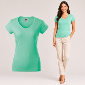 Tricou damă Malfini cu guler în V, 100% bumbac, croială feminină, 13 culori disponibile - Img 9