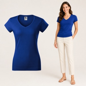Tricou damă Malfini cu guler în V, 100% bumbac, croială feminină, 13 culori disponibile - Img 19