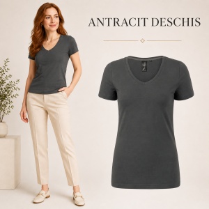 Tricou Damă Malfini Premium Action V-Neck 701 – Slim Fit, Guler în V, 95% Bumbac, 6 Culori, S–2XL - Img 12