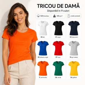 Tricou Damă Rimeck Resist Heavy R04 – 100% Bumbac, 200 g/m², Croială Cambrată, S–3XL