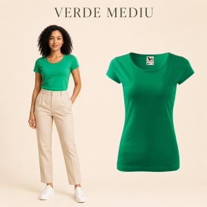 Tricou Damă Simplu cu Guler Rotund, Bumbac 100% – 30 Culori, XS–3XL - Img 34