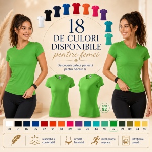 Tricou Damă Sport, pentru sala, alergare, divere activitari sportive, 100% Poliester Extra Dry, Uscare Rapidă, 18 Culori, XS–2XL - Img 12