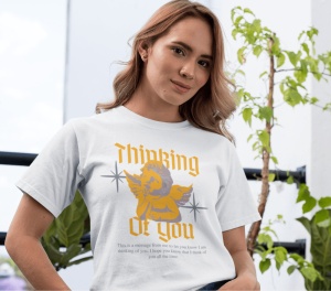 Tricou dama Streetwear - Thinking of You - din bumbac, personalizat - Cadou - Img 3
